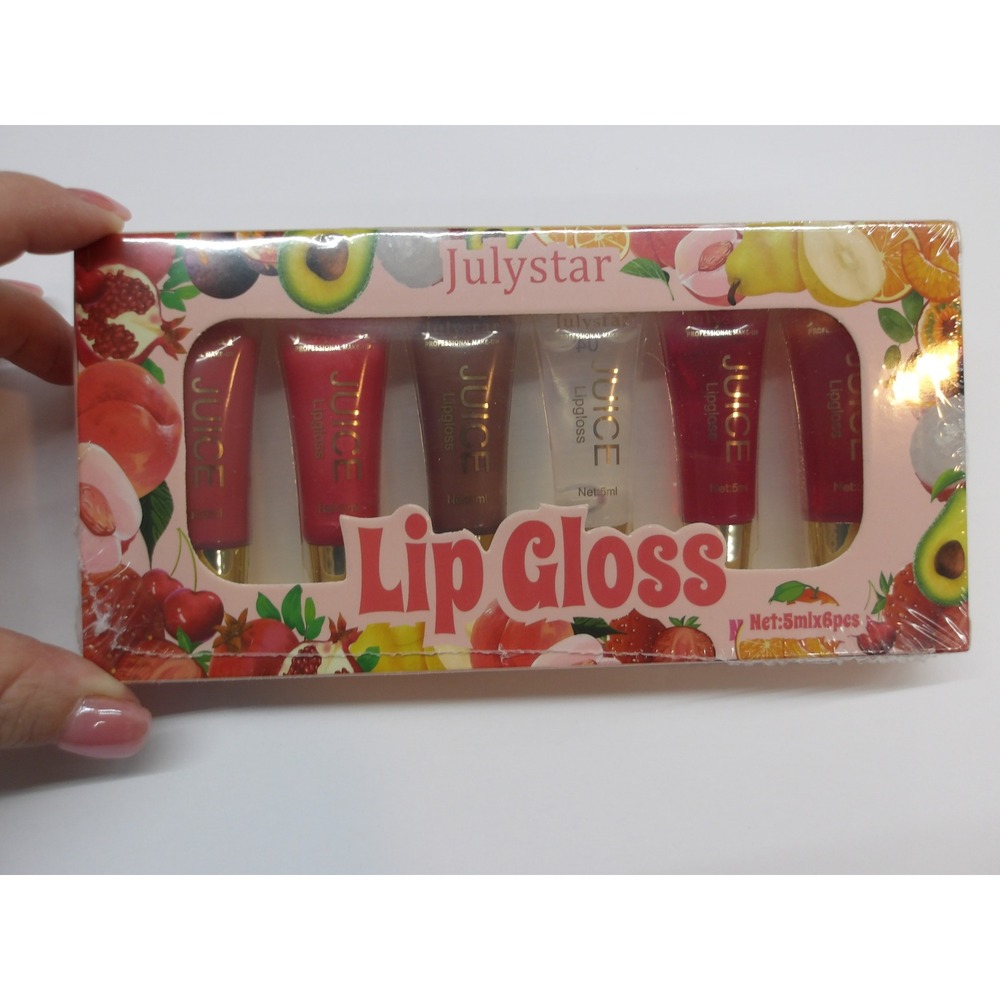 Julystar Juice Lip Gloss Set High Shine Fruit Inspired Tints 5ml Each /#26821